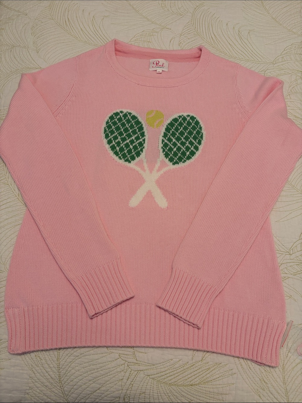 Pink Pineapple pickleball/tennis Motif Crewneck Sweater NEW